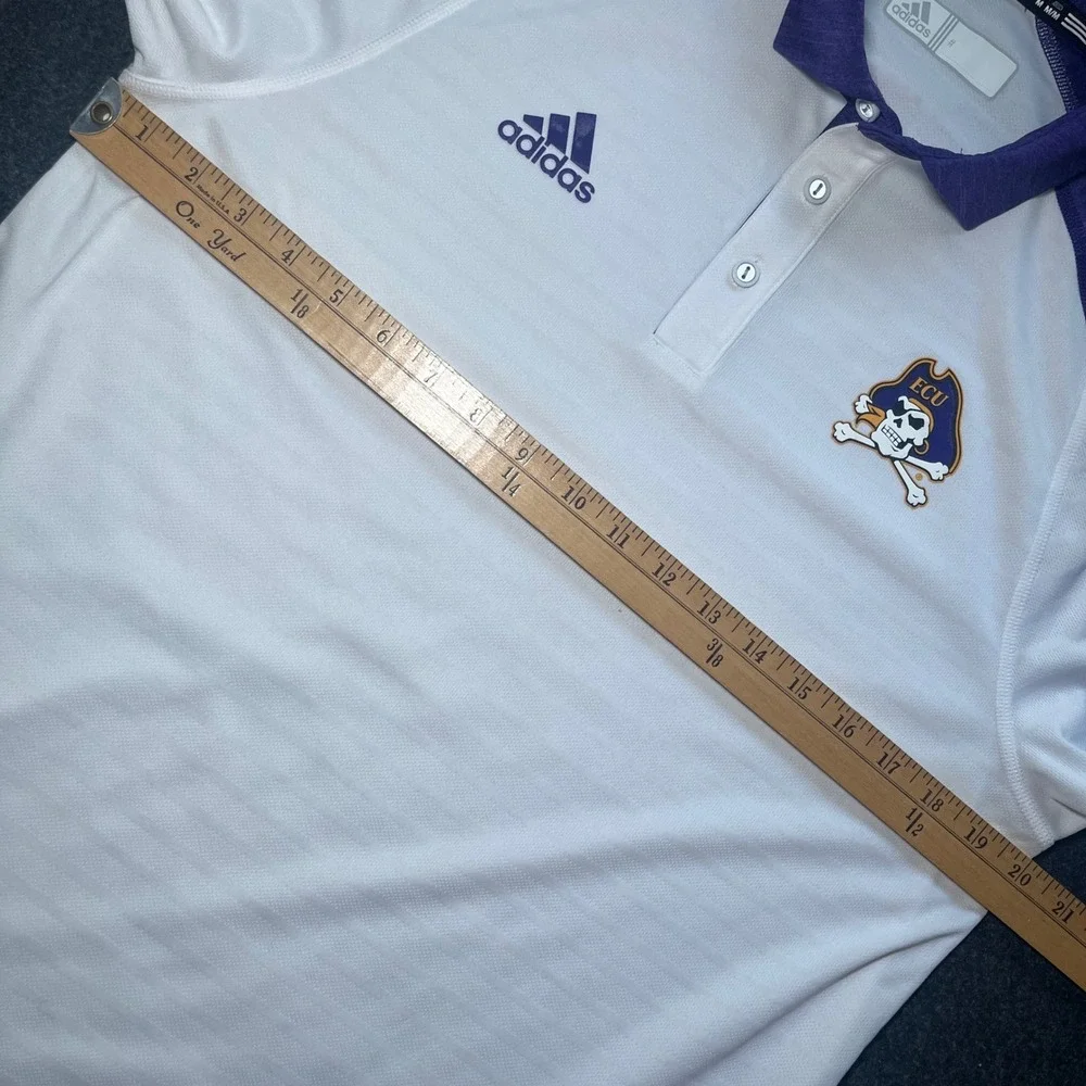 Adidas‎ Polo Shirt Mens Medium White Purple ECU Pirates Climalite Golf